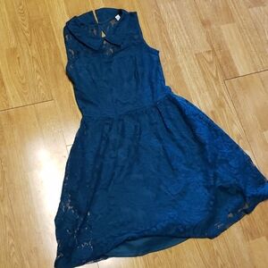 Teal lace overlay sleeveless dress sz XS